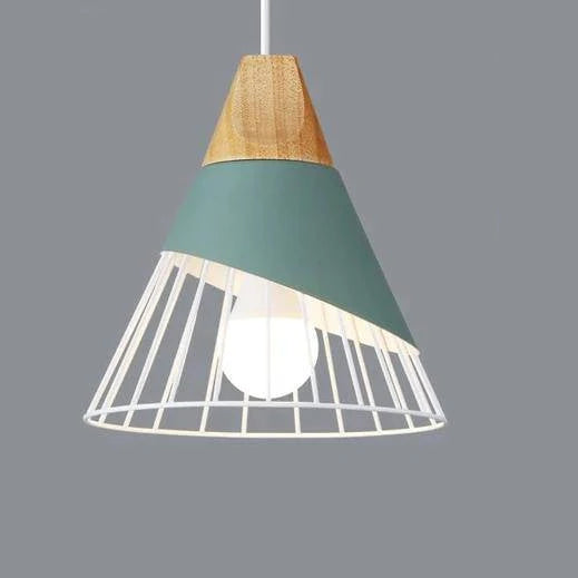 Pendant Light | Wood Cap & Metal Shade | Adjustable Cord