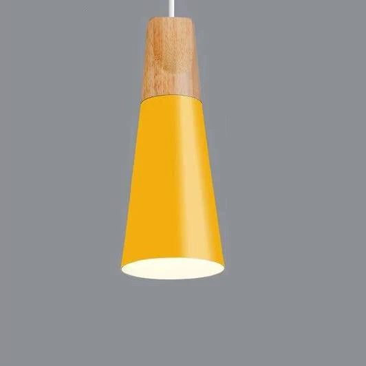 Pendant Light | Wood Cap & Metal Shade | Adjustable Cord