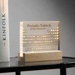 Periodic Table Display | Illuminated Acrylic & Wooden Base | 83 Real Elements