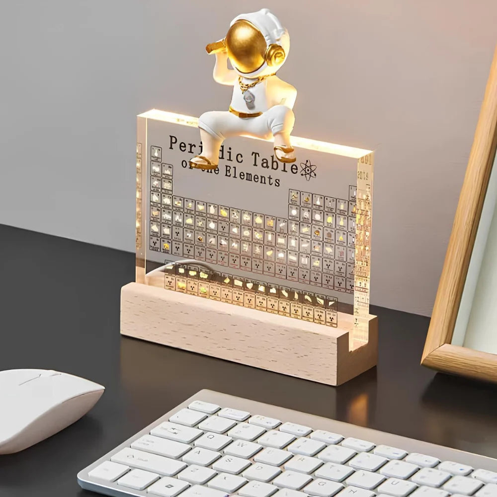 Periodic Table Display | Illuminated Acrylic & Wooden Base | 83 Real Elements