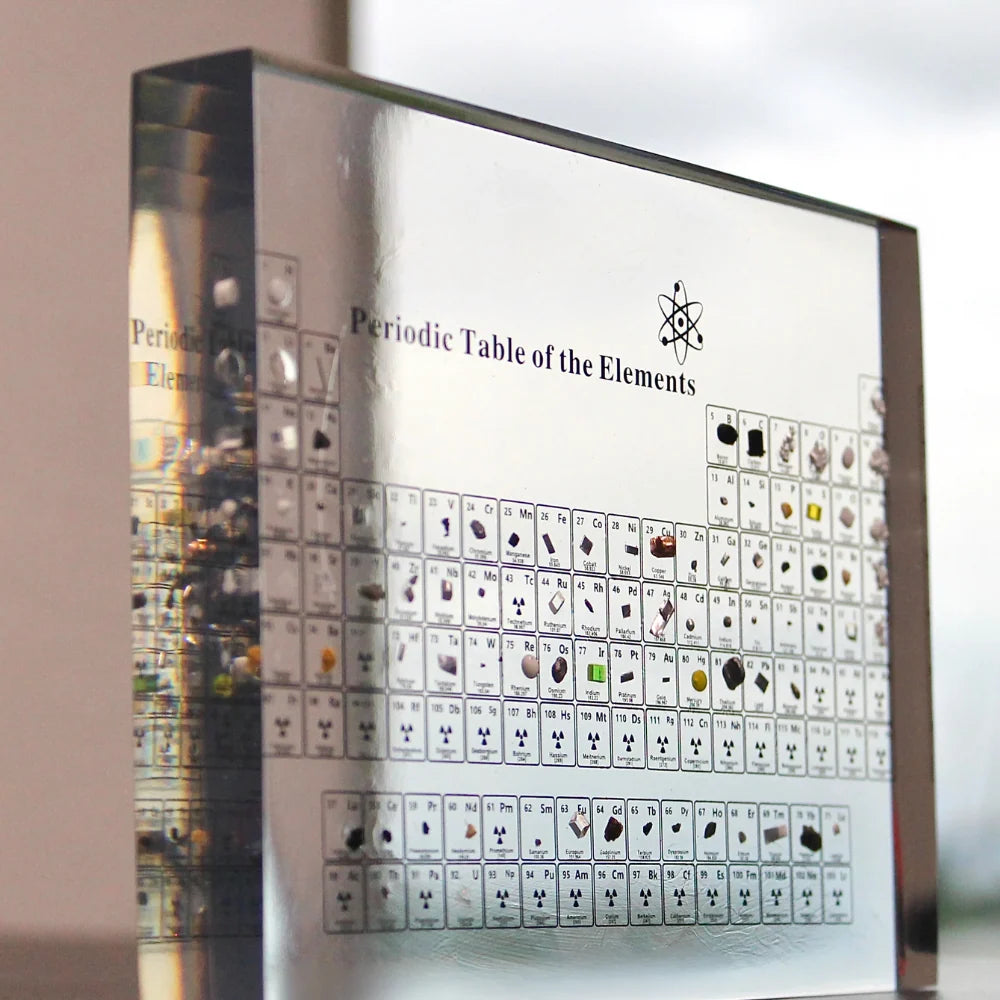 Periodic Table Display | Illuminated Acrylic & Wooden Base | 83 Real Elements