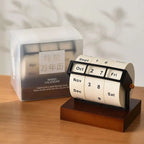 Perpetual Desk Calendar | Roll-Wheel Wood & Metal