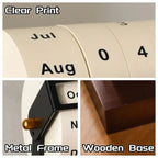 Perpetual Desk Calendar | Roll-Wheel Wood & Metal