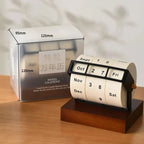 Perpetual Desk Calendar | Roll-Wheel Wood & Metal