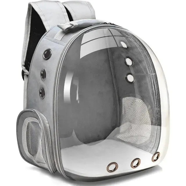 Pet Backpack | Transparent Capsule & Breathable Oxford | For Cats, Small Dogs & Birds