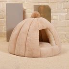 Pet Bed | Pumpkin-Shaped Plush & Machine-Washable Cushion | For Small To Medium Pets