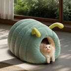 Pet Bed | Ultra-Soft Plush & Caterpillar Design | For Cats & Small Dogs