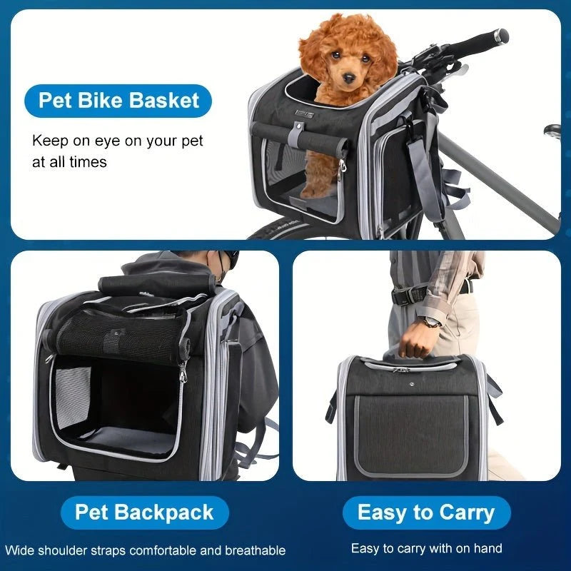 Pet Bike Basket | Expandable & Breathable Mesh | Quick-Release Mount