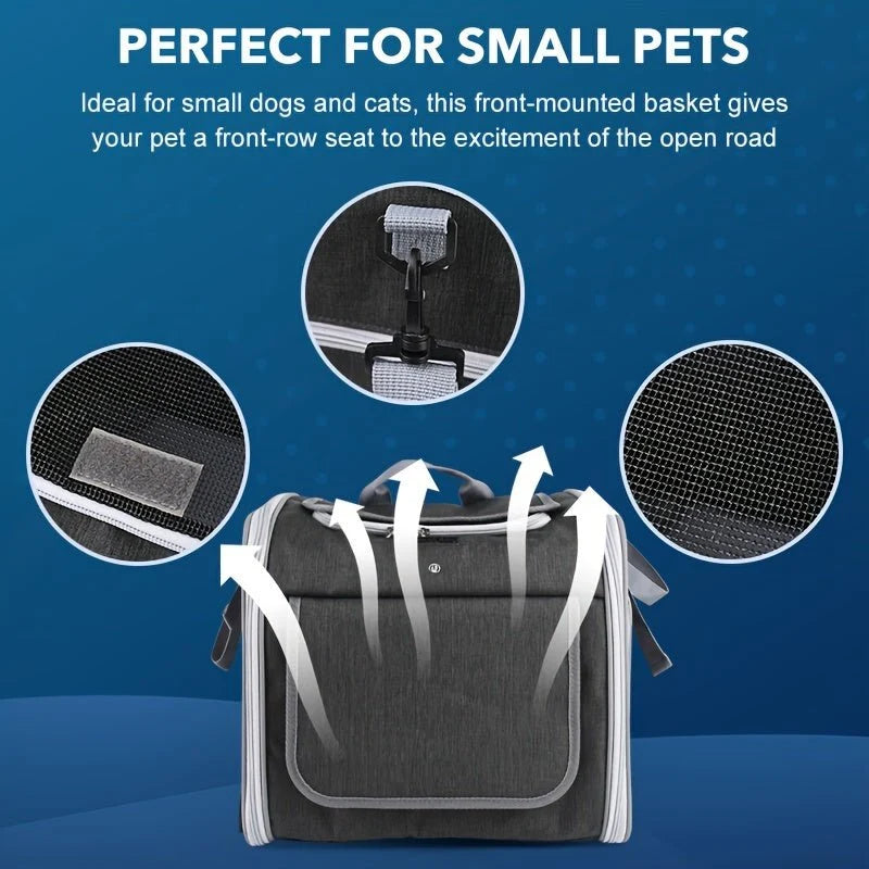 Pet Bike Basket | Expandable & Breathable Mesh | Quick-Release Mount