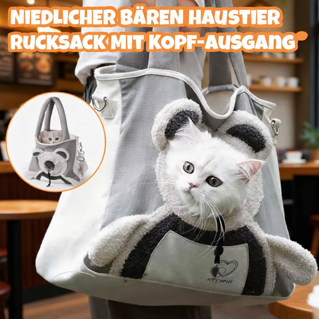 Pet Carrier Backpack | Bear-Shaped Canvas & Open Front | Up To 5 kg