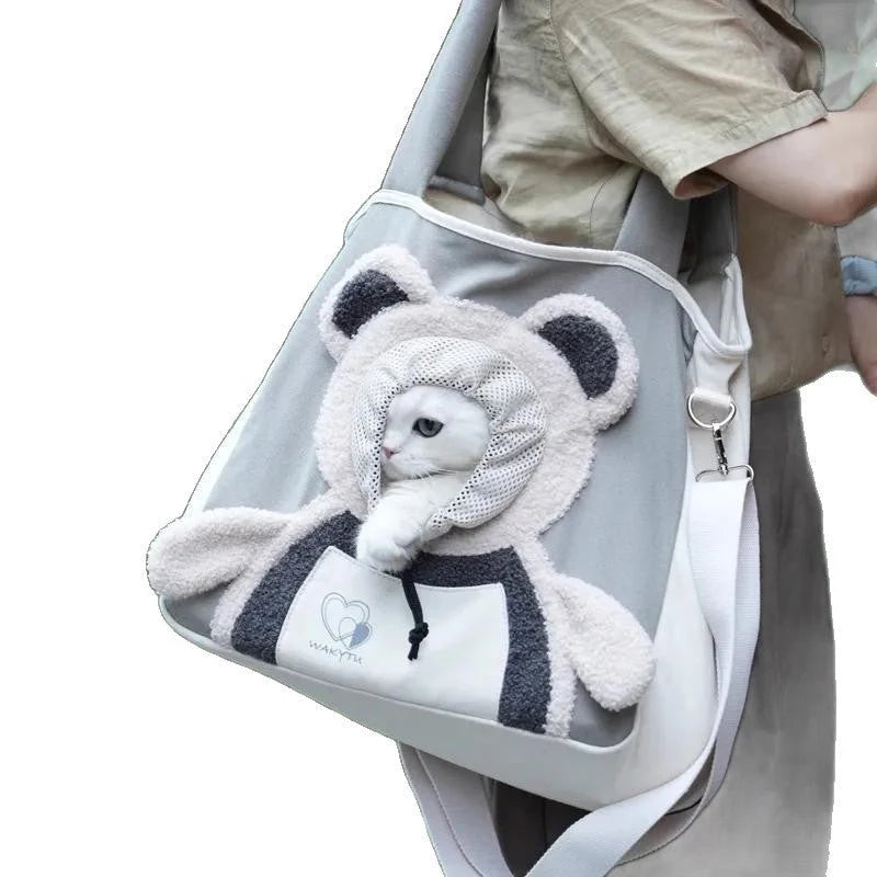 Pet Carrier Backpack | Bear-Shaped Canvas & Open Front | Up To 5 kg