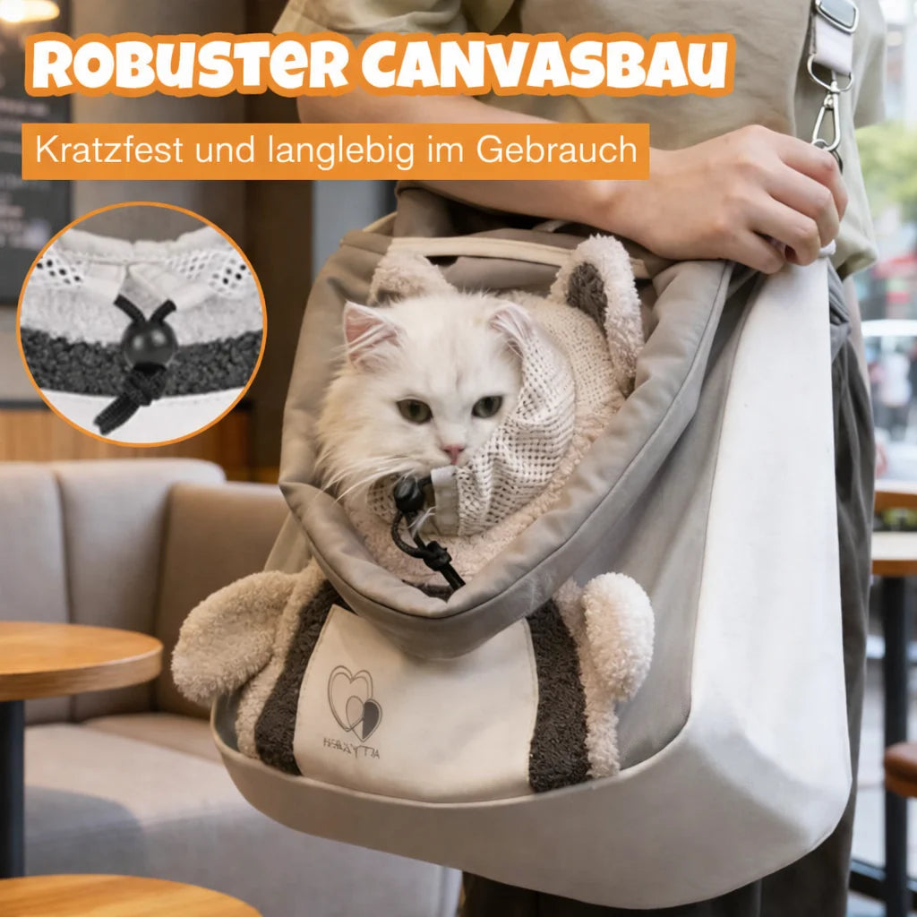Pet Carrier Backpack | Bear-Shaped Canvas & Open Front | Up To 5 kg