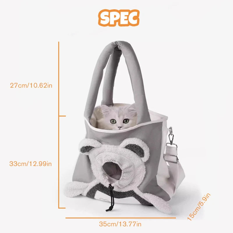 Pet Carrier Backpack | Bear-Shaped Canvas & Open Front | Up To 5 kg