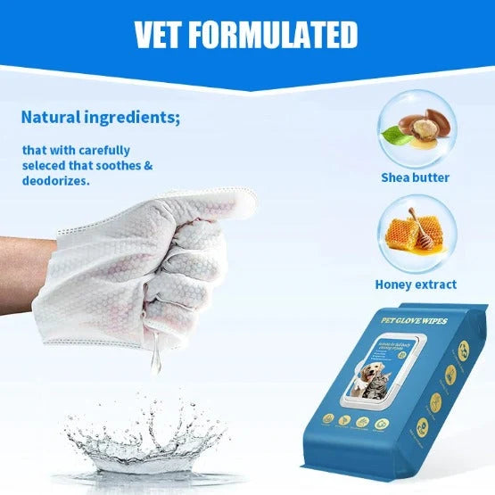 Pet Cleaning Gloves | No-Water Fragrance-Free & Reusable | Pack of 20