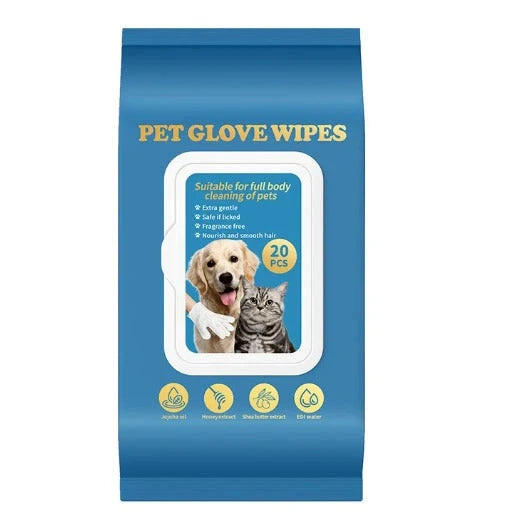 Pet Cleaning Gloves | No-Water Fragrance-Free & Reusable | Pack of 20