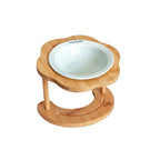 Pet Feeding Bowl | Ceramic Bowl & Elevated Bamboo Stand | For Cats & Small Dogs