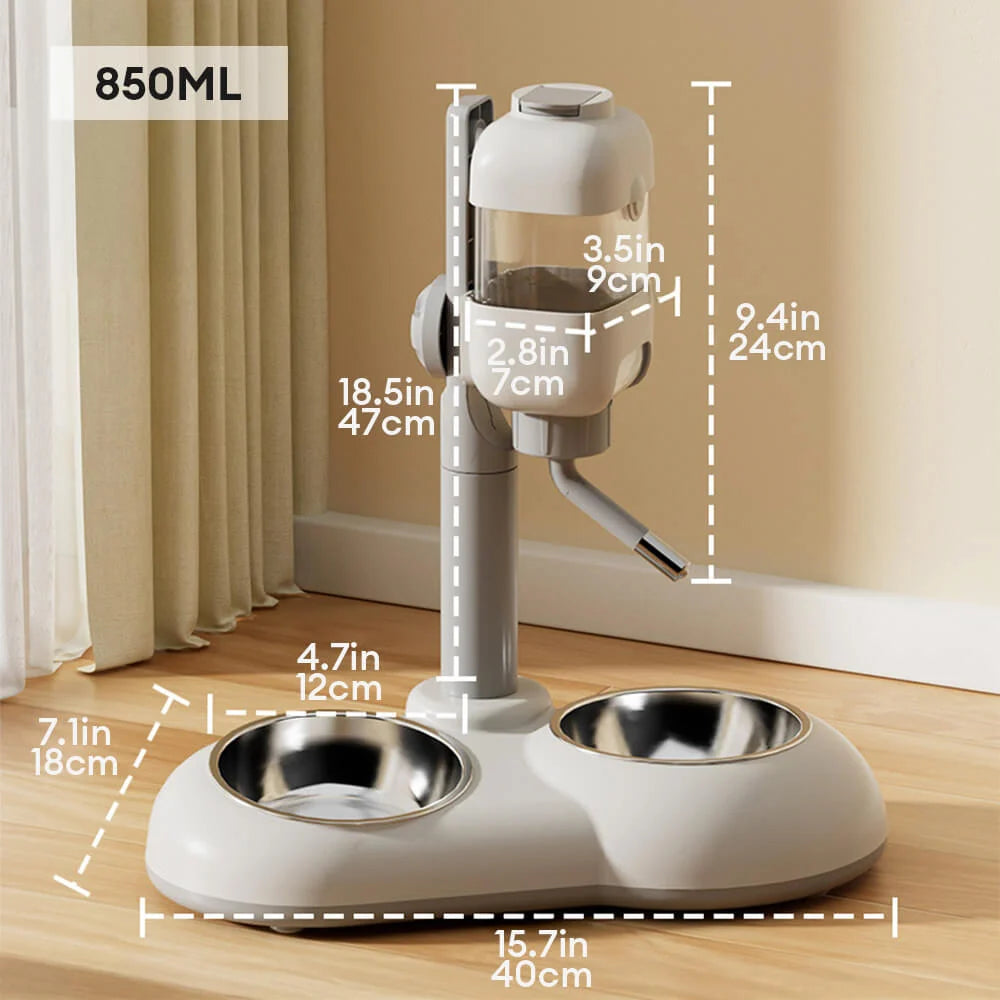 Pet Feeding Station | Gravity-Fed Water & Easy-Clean | 850 mL