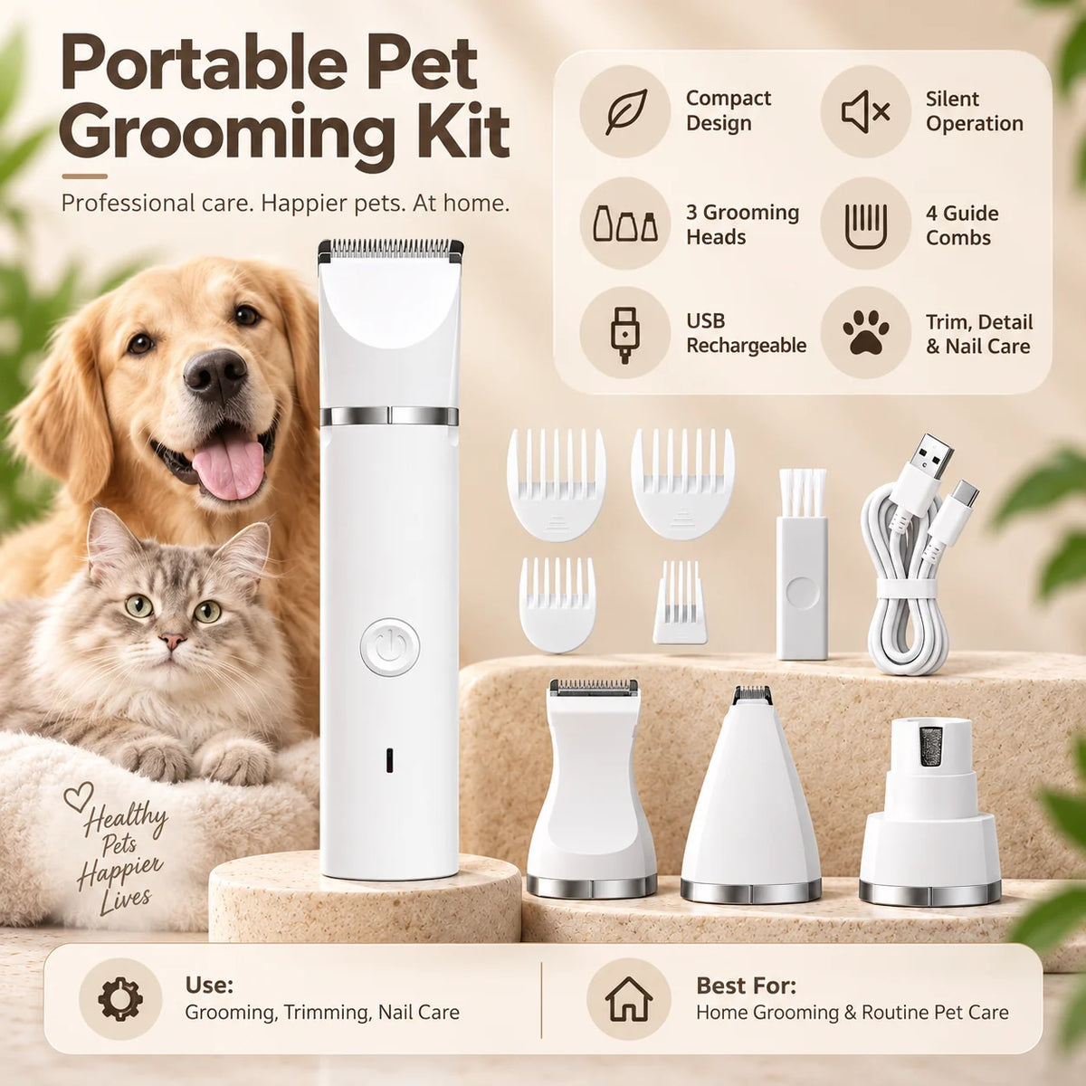 Pet Grooming Kit | Compact & Portable All-In-One