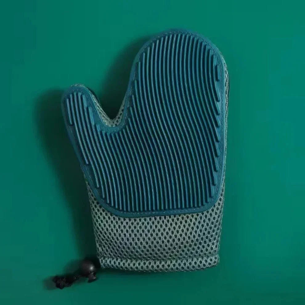 Pet Hair Removal Glove | Double-Sided Massage & Rubberized Bristles | Fits Left & Right Hands