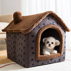 Pet House | Enclosed Den & Removable Washable Cushion | Foldable