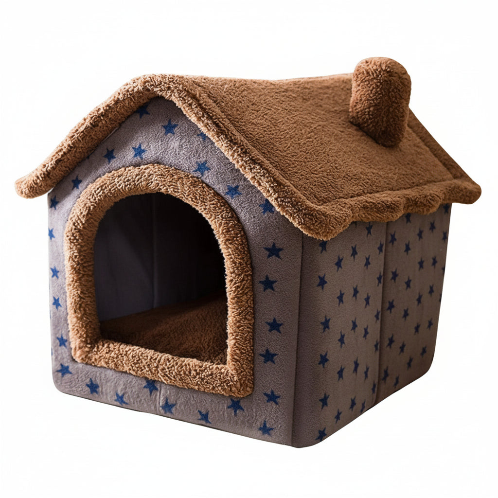 Pet House | Enclosed Den & Removable Washable Cushion | Foldable