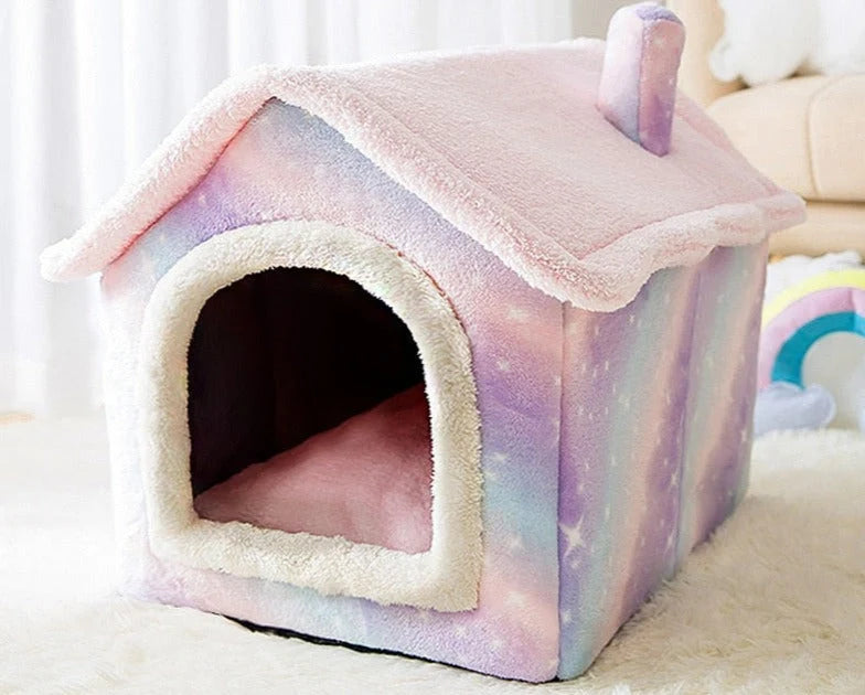 Pet House | Enclosed Den & Removable Washable Cushion | Foldable
