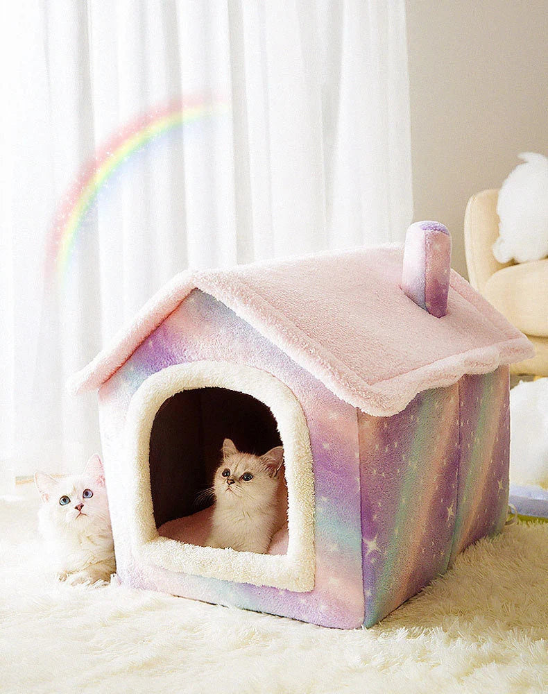 Pet House | Enclosed Den & Removable Washable Cushion | Foldable