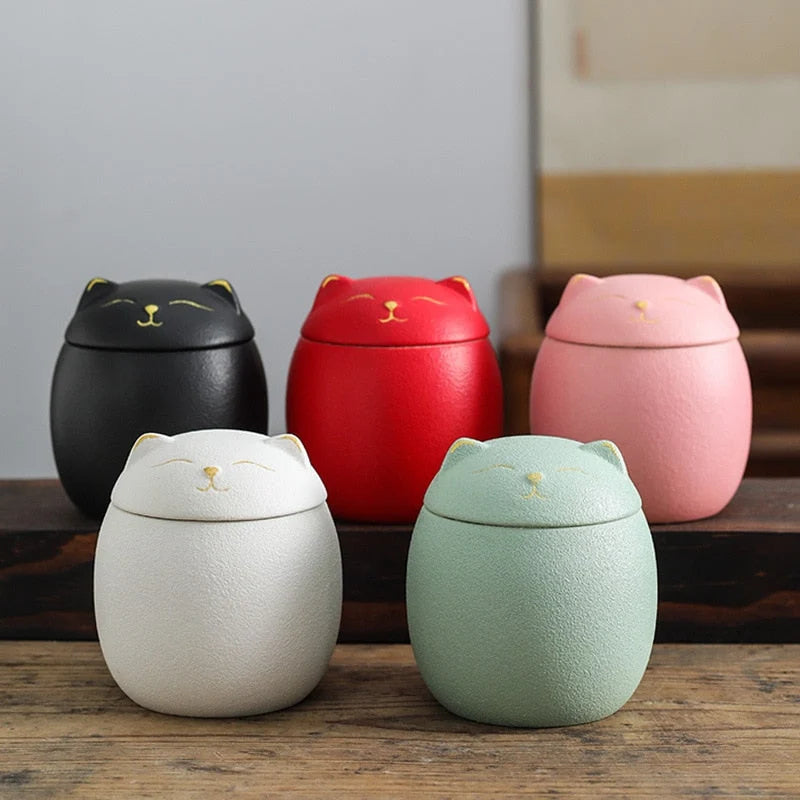 Pet Memorial Urn | Handmade Ceramic Cat-Shaped | For Cats & Small Pets