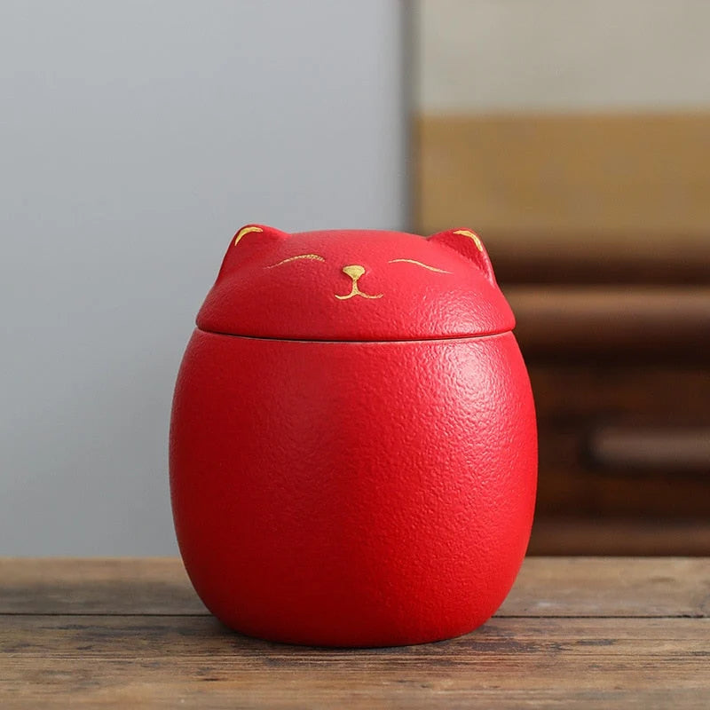 Pet Memorial Urn | Handmade Ceramic Cat-Shaped | For Cats & Small Pets
