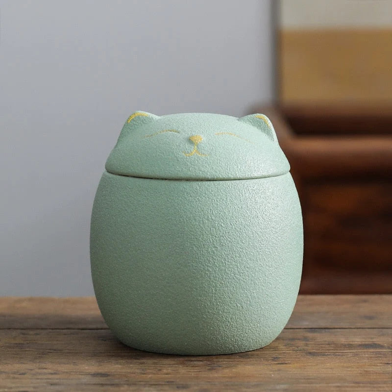 Pet Memorial Urn | Handmade Ceramic Cat-Shaped | For Cats & Small Pets