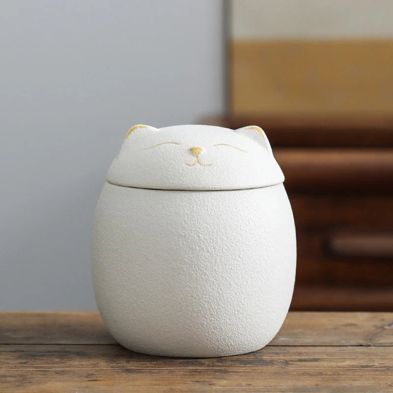 Pet Memorial Urn | Handmade Ceramic Cat-Shaped | For Cats & Small Pets