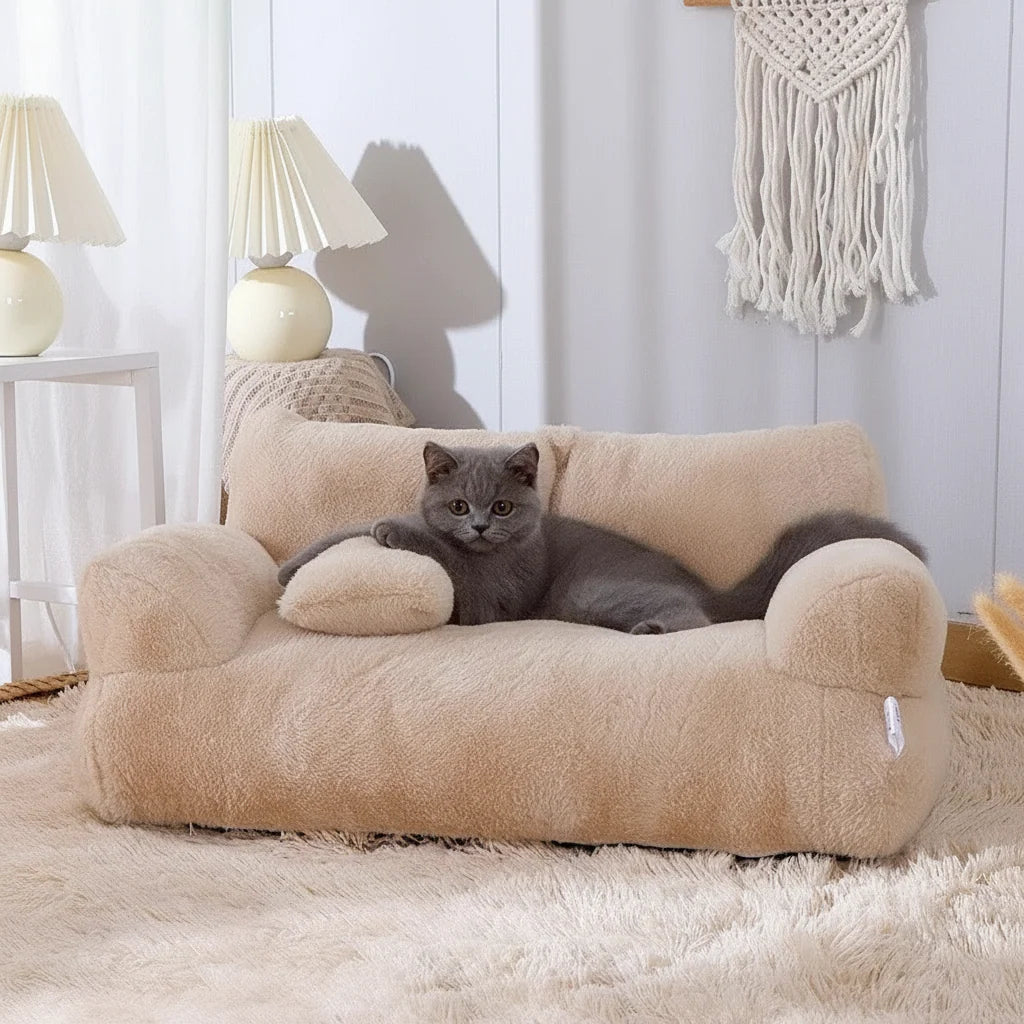 Pet Sofa | Calming Plush & Removable Zipper Cover | Small & Large