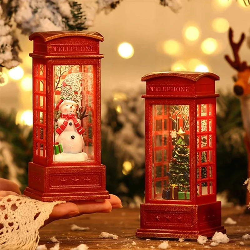 Phone Booth Sculpture | Miniature Red & Built-In LED