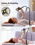 Phone Holder For Bed | 39.4-Inch Flexible Gooseneck & Twist-Lock Clamp