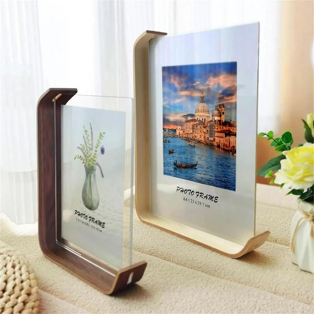 Photo Frame | Double-Sided Shatter-Resistant Acrylic & Beech Wood | Tabletop