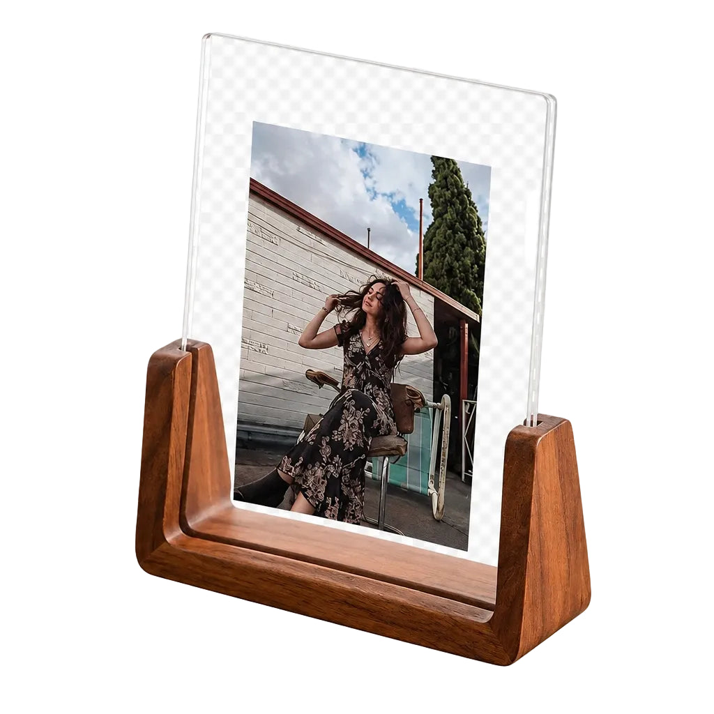 Photo Frame | Solid Wood & Acrylic U-Shaped Base | 6 Inch