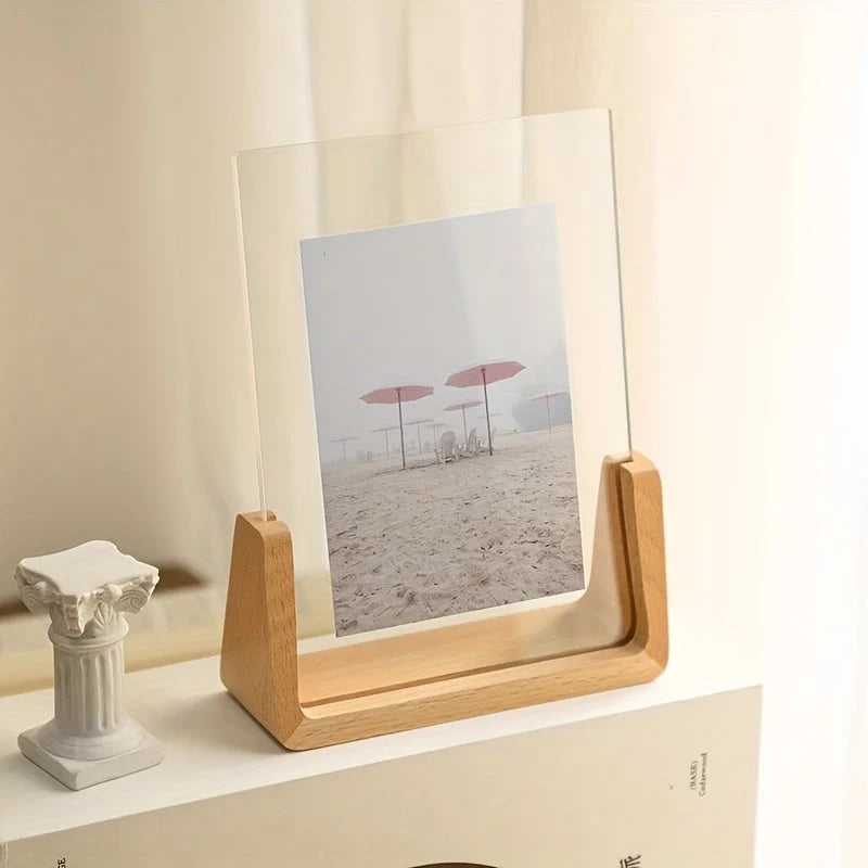 Photo Frame | Solid Wood & Acrylic U-Shaped Base | 6 Inch