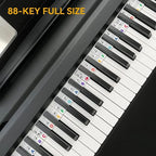 Piano Key Labels | Removable Silicone & Double-Staff Notation | Fits 88-Key Pianos