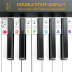 Piano Key Labels | Removable Silicone & Double-Staff Notation | Fits 88-Key Pianos