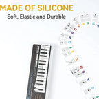 Piano Key Labels | Removable Silicone & Double-Staff Notation | Fits 88-Key Pianos