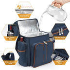 Picnic Backpack | Insulated & Complete Dining Set | Serves 4