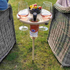 Picnic Table | Foldable Birch Wood & Wine Holder | 38 cm Tabletop