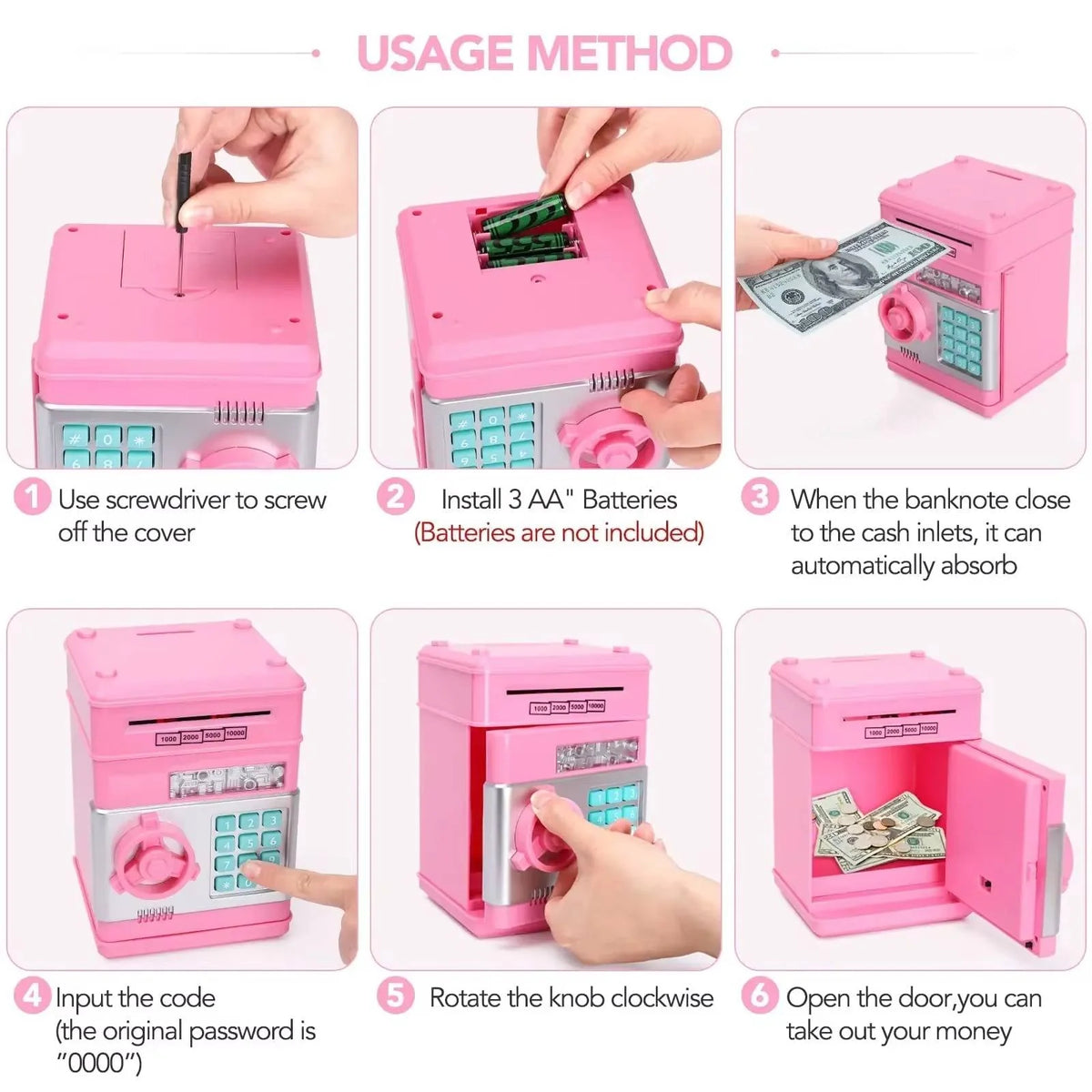 Piggy Bank For Kids | ATM-Style Electronic & Dual-Lock Security
