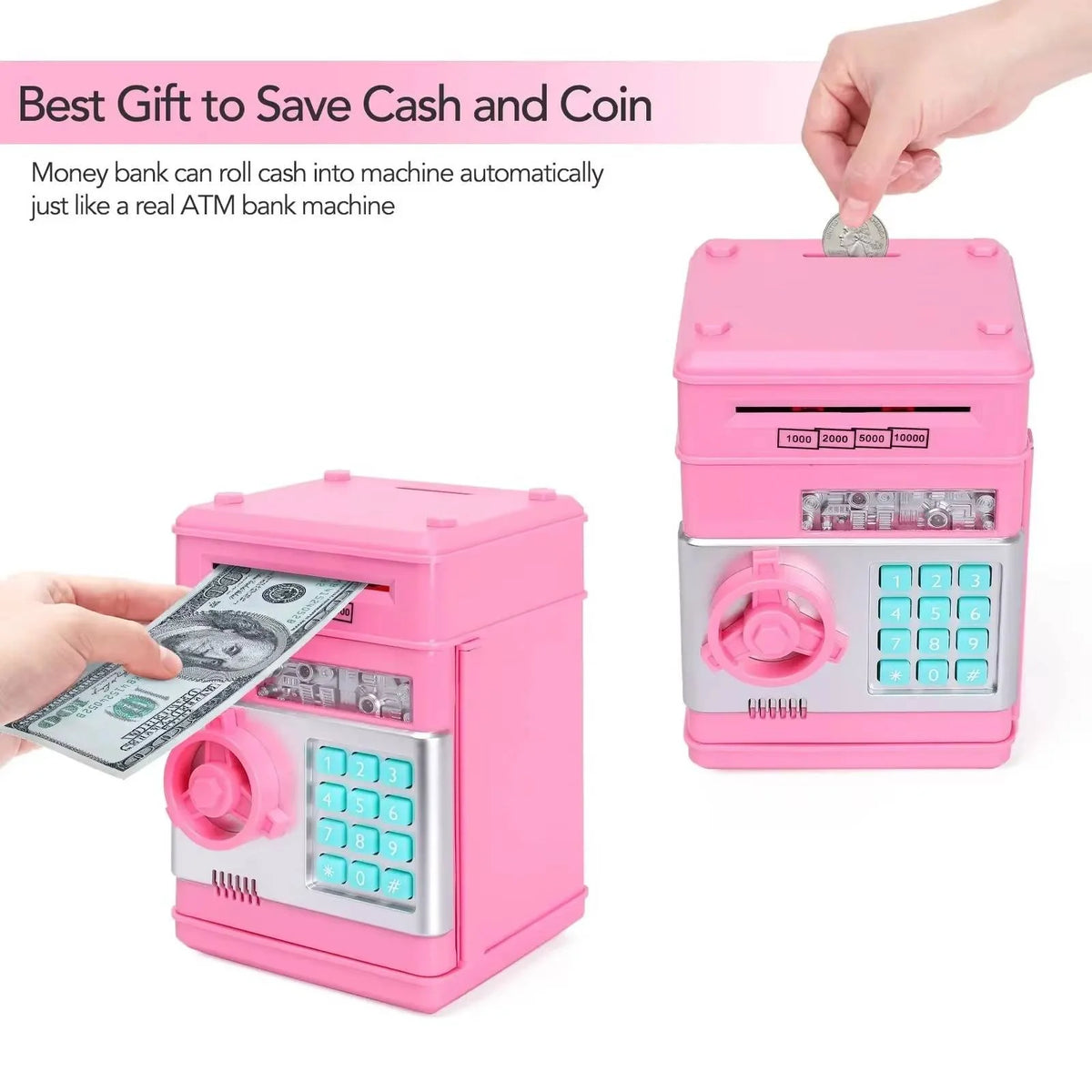 Piggy Bank For Kids | ATM-Style Electronic & Dual-Lock Security