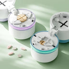 Pill Cutter & Splitter | Stainless Steel Blade & Safety Lock | Multi-Compartment Moisture-Proof Case