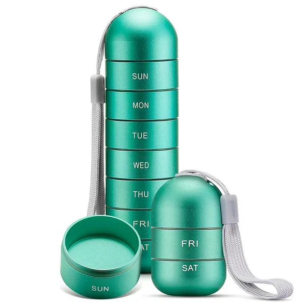 Pill Organizer | 7-Day Modular Aluminum & Waterproof Silicone Seal