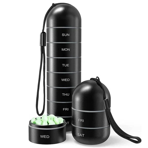 Pill Organizer | 7-Day Modular Aluminum & Waterproof Silicone Seal