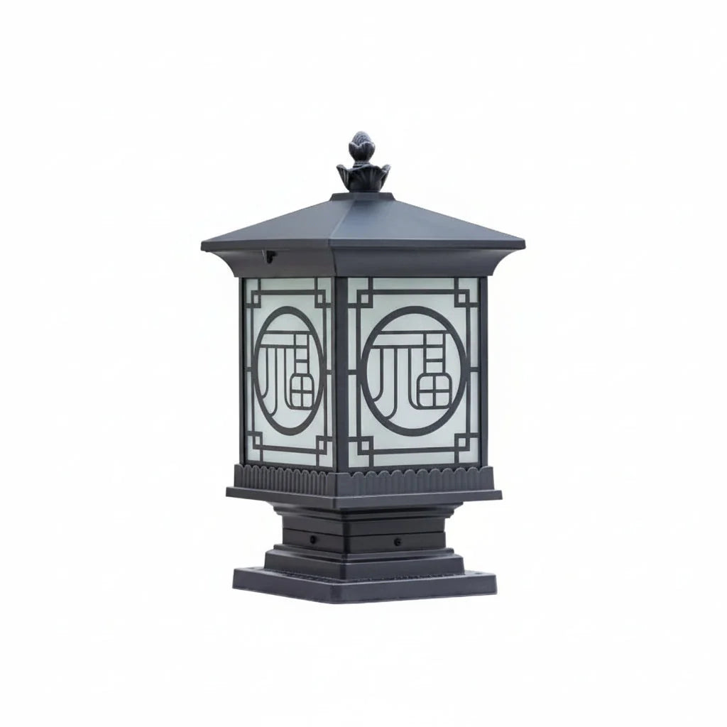 Pillar Lantern | Art Deco Lattice & IP65 Weatherproof | Two Heights