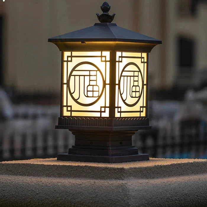 Pillar Lantern | Art Deco Lattice & IP65 Weatherproof | Two Heights