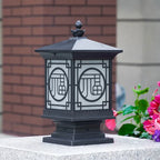 Pillar Lantern | Art Deco Lattice & IP65 Weatherproof | Two Heights